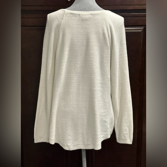 Style & Co Curved Hem Tunic Sweater Long Sleeve off white & black size large - Picture 3 of 4